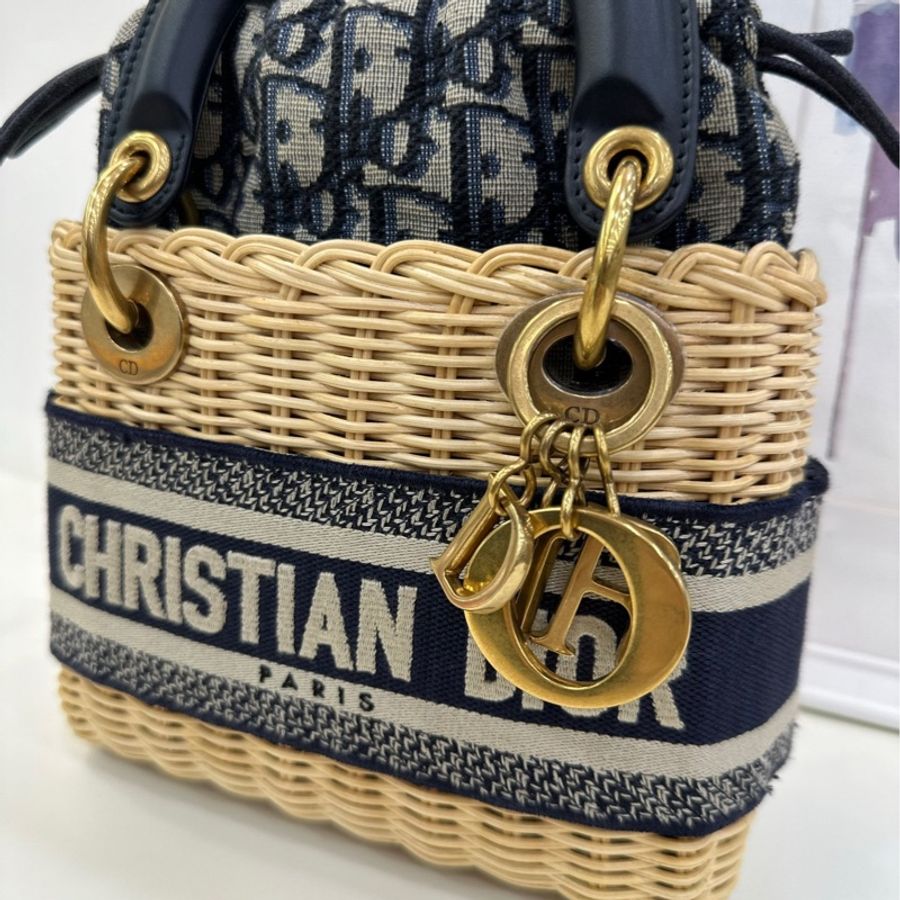Dior 迪奧 lady dior 藤編三格戴妃包 22年 99新-7