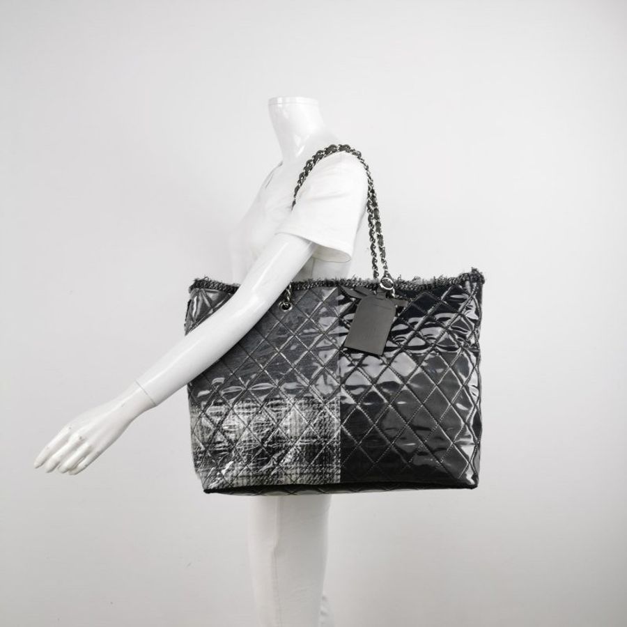 Chanel 菱格絎縫 流蘇 邊皮穿鏈 tote托特 單肩包-1
