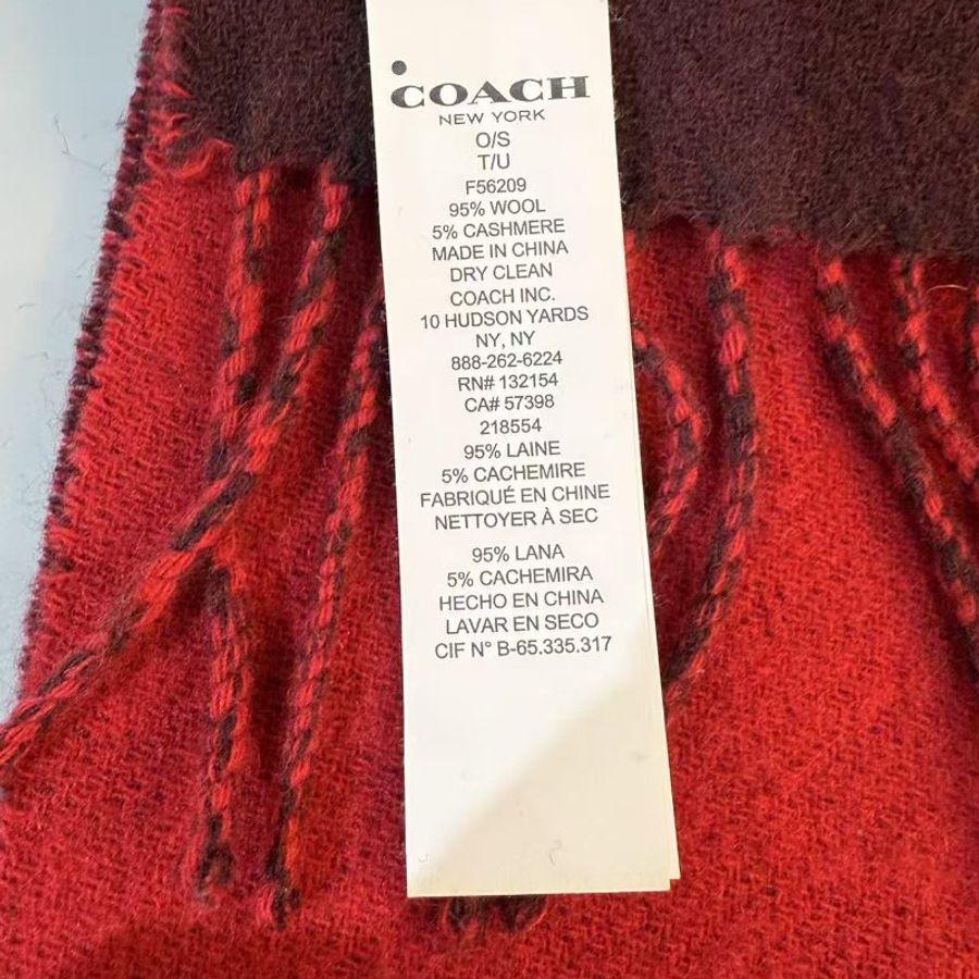 COACH 圍巾 字母logo 兩色雙面羊毛材質 長款流蘇頸巾-1
