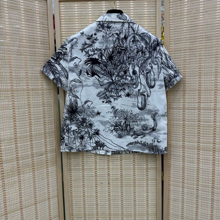 Dior 爆款黑白叢林動物園短袖襯衫 36碼-1