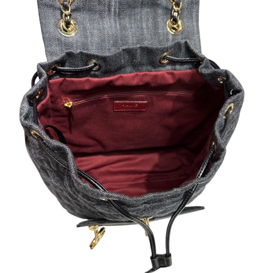 Chanel A93563 Denim /Leather Handle Backpack 牛仔布拼皮灰黑牛仔 背囊-5
