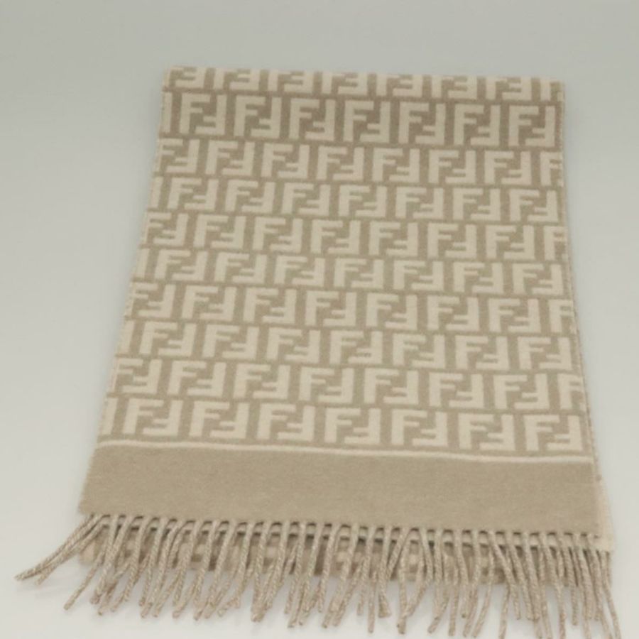 【日本直送】FENDI Zucca 帆布圍巾羊毛米色正品 am8770-3