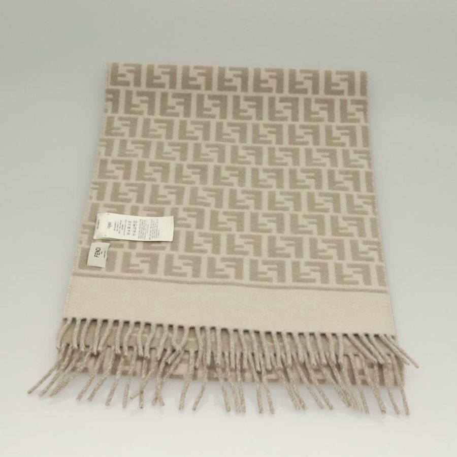 【日本直送】FENDI Zucca 帆布圍巾羊毛米色正品 am8770-5