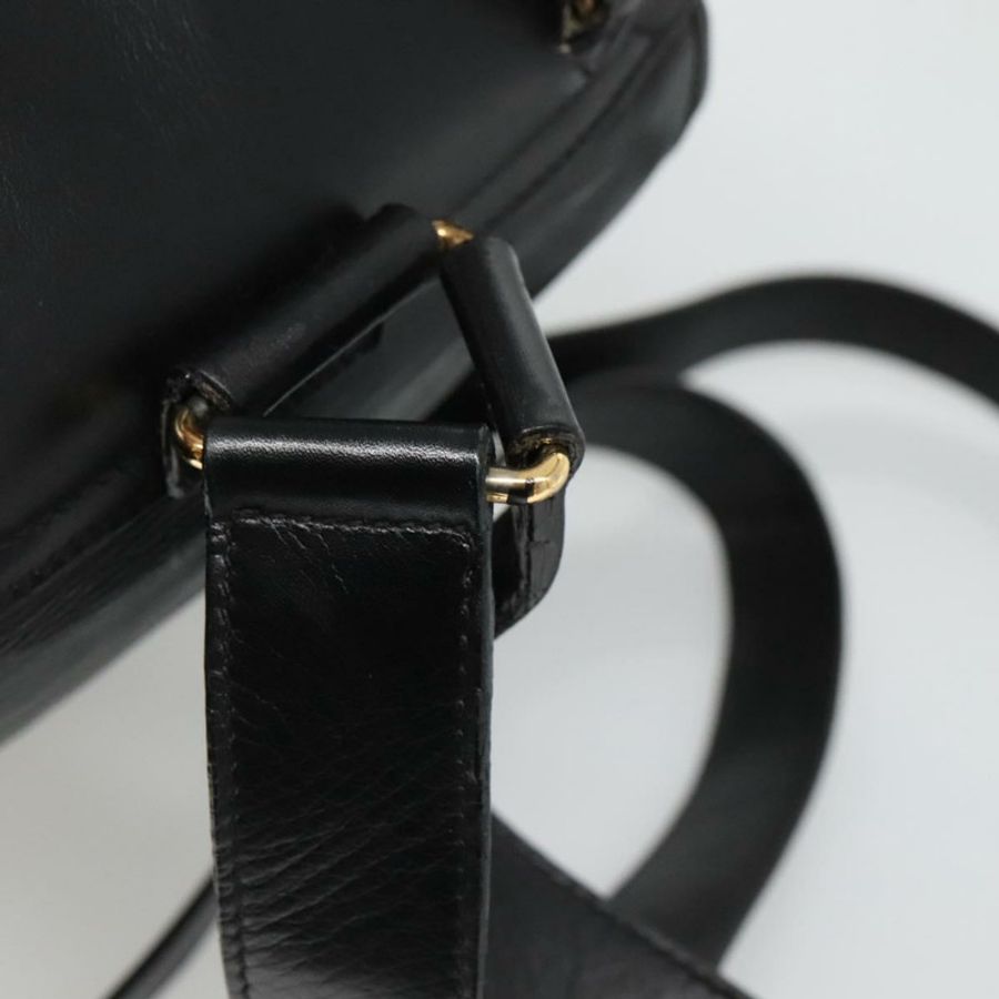 【日本直送】GUCCI 竹節雙肩包 皮革 黑色 金色 003 2058 0030 Auth kk534-9