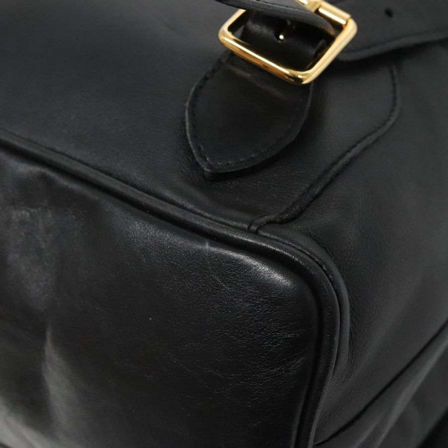 【日本直送】GUCCI 竹節雙肩包 皮革 黑色 金色 008 2058 0016 Auth am8855-16