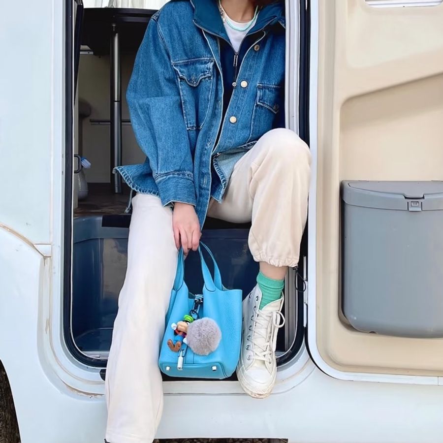 莉亞精品♡Hermes 18菜籃子北極藍x銀釦 全新閒置品-1
