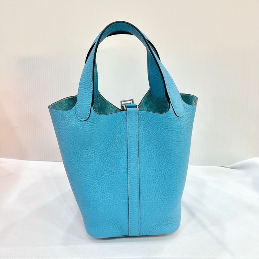 莉亞精品♡Hermes 18菜籃子北極藍x銀釦 全新閒置品-3
