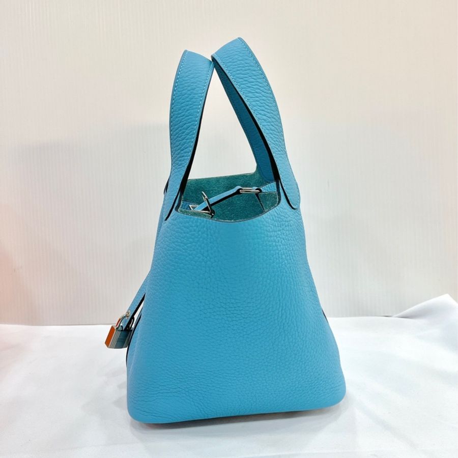 莉亞精品♡Hermes 18菜籃子北極藍x銀釦 全新閒置品-4