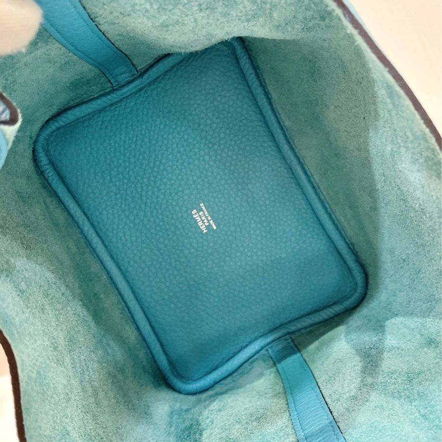 莉亞精品♡Hermes 18菜籃子北極藍x銀釦 全新閒置品-11