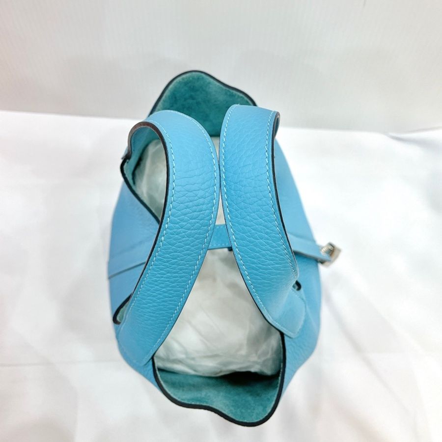 莉亞精品♡Hermes 18菜籃子北極藍x銀釦 全新閒置品-12