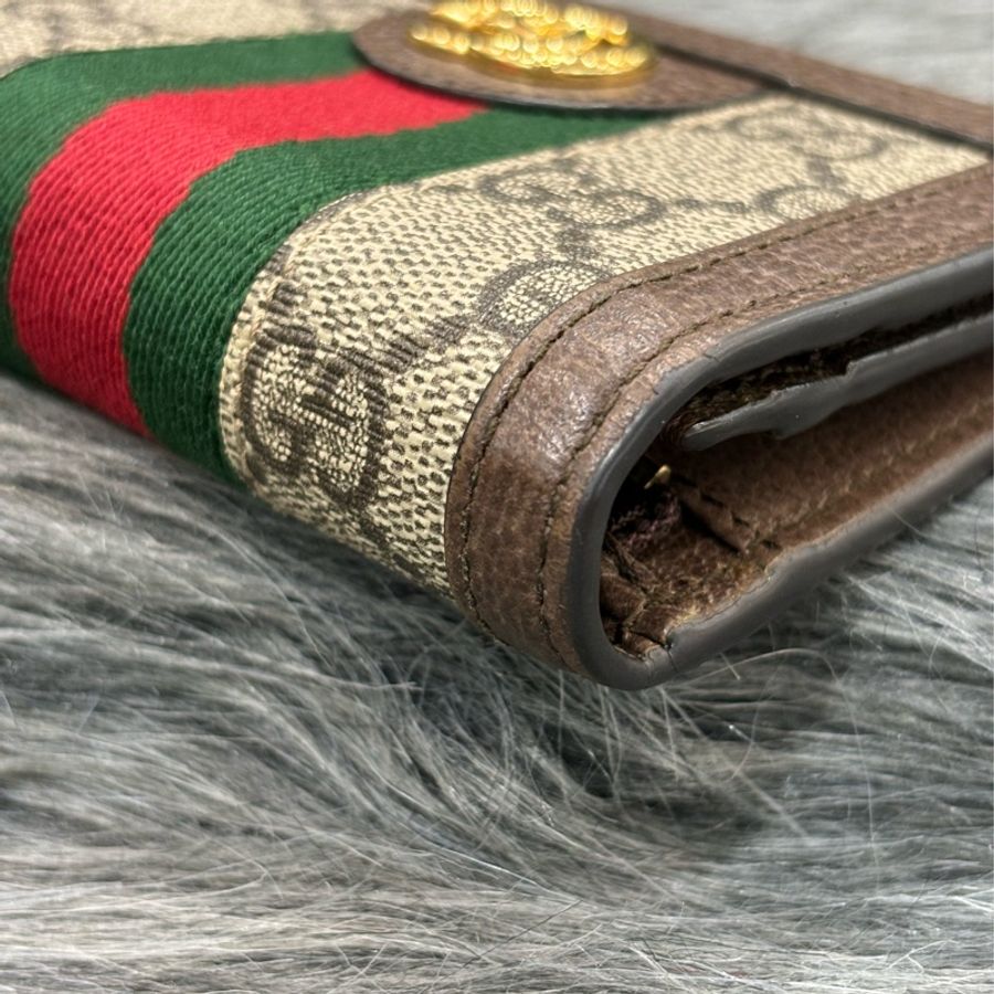 GUCCI 523155 MARMONT PU 摩卡 綠紅綠 零錢包 短夾 卡夾 名片夾 錢包 皮夾-12