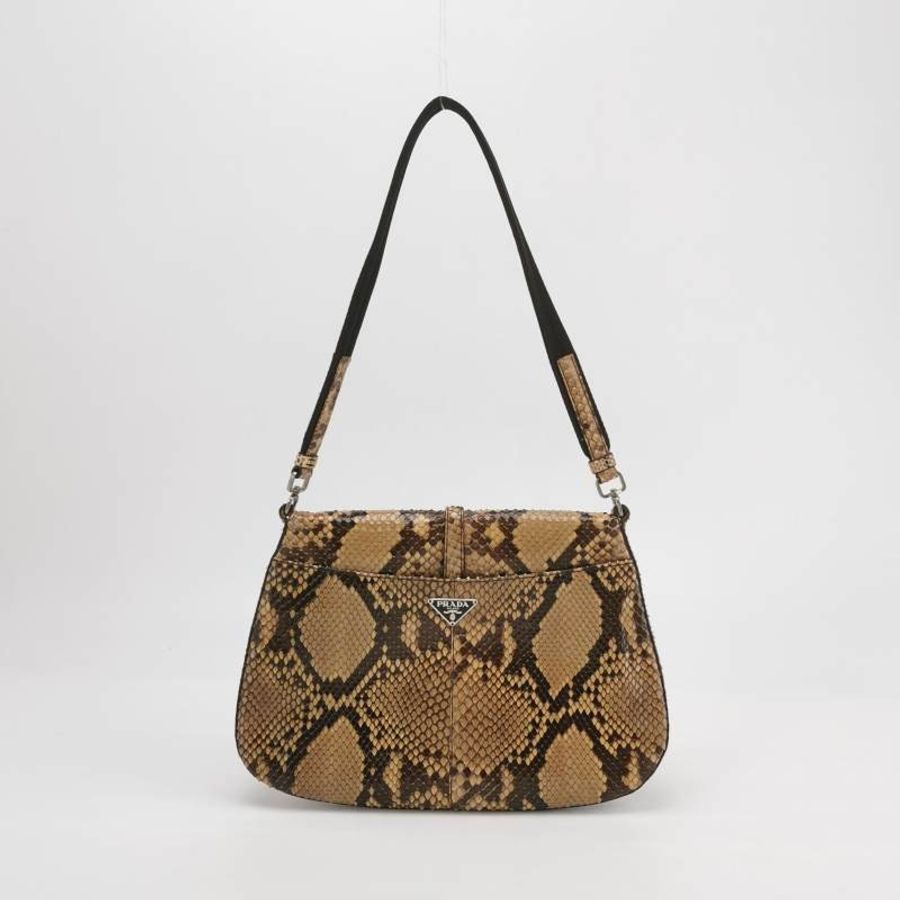 Prada 蛇皮 翻蓋 單肩包-4