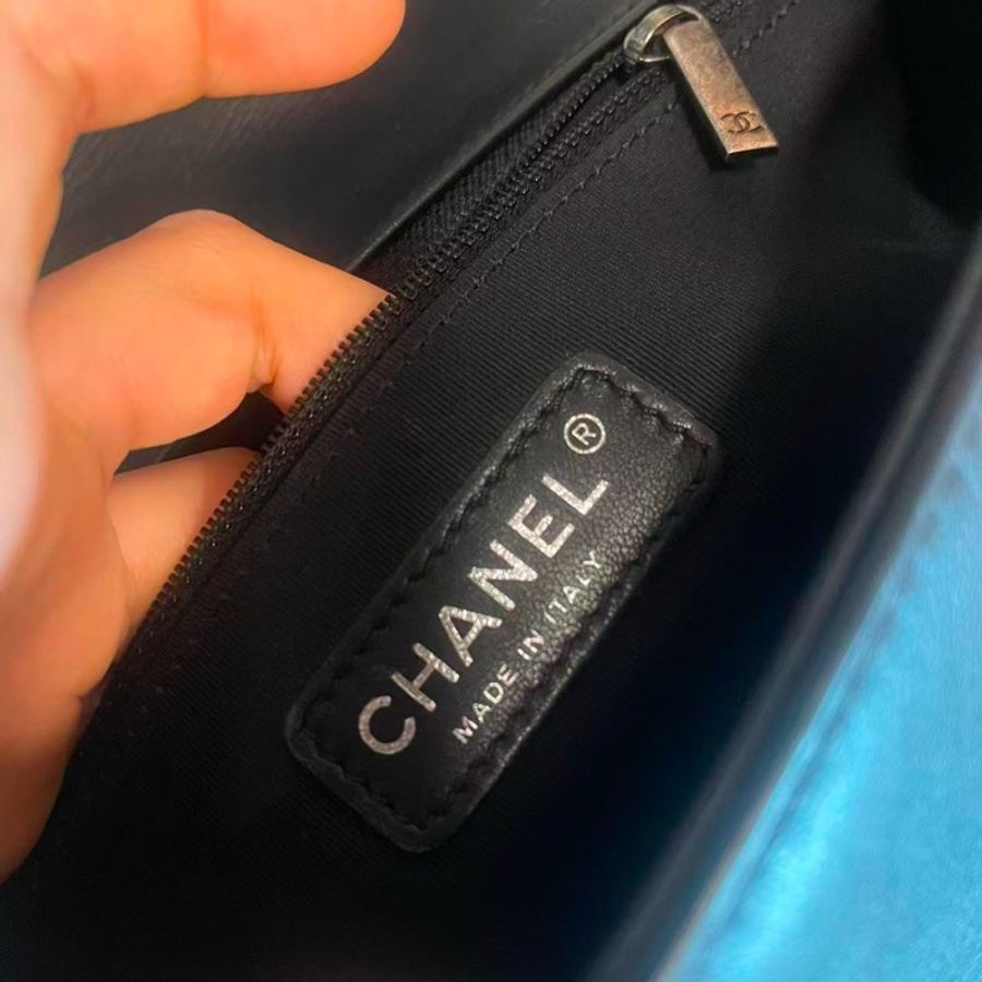 全網最低價😍Chanel黑銀中大號牛皮leboy鏈條單肩斜挎包-13