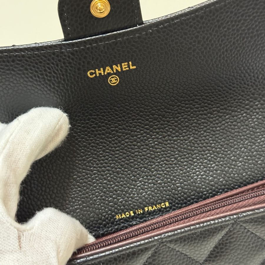 🧨過年優惠🧨914intheair精品代購『全新』Chanel黑金荔枝牛皮CF長夾-7