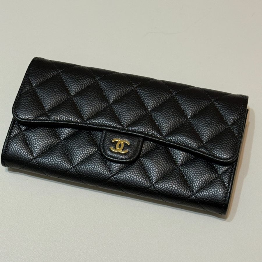 🧨過年優惠🧨914intheair精品代購『全新』Chanel黑金荔枝牛皮CF長夾-9