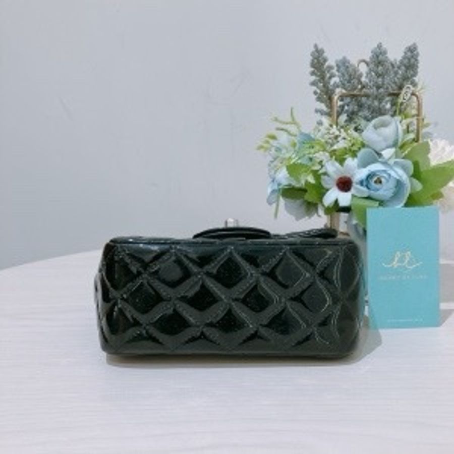 Tk1794 CHANEL 香奈兒經典翻蓋式方胖子鍊帶包包CLASSIC FLAP BAG 17CM PATENT-4