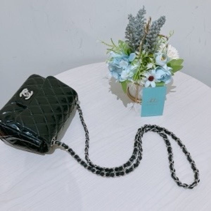 Tk1794 CHANEL 香奈兒經典翻蓋式方胖子鍊帶包包CLASSIC FLAP BAG 17CM PATENT-10
