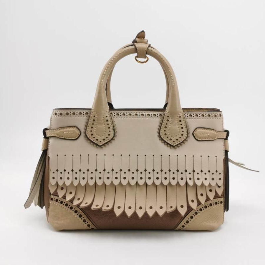 Burberry The Banner 班納 小號 牛皮 拼色 鏤空 流蘇 包邊 斜背包-4