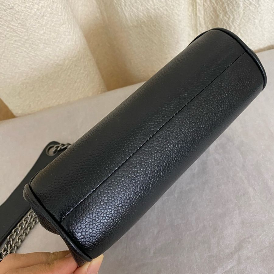Chanel 香奈兒黑銀荔枝牛皮腋下包-3