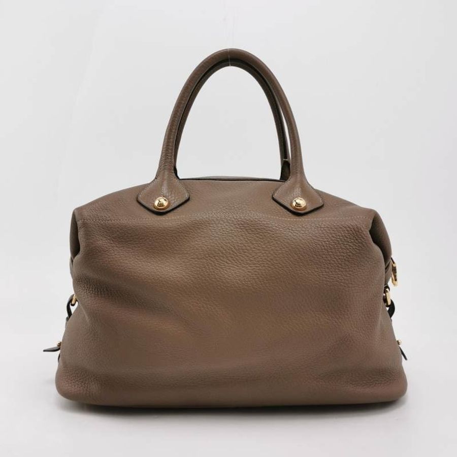 Loewe 牛皮 鴕鳥皮 拼色 拉鍊 單肩包-4