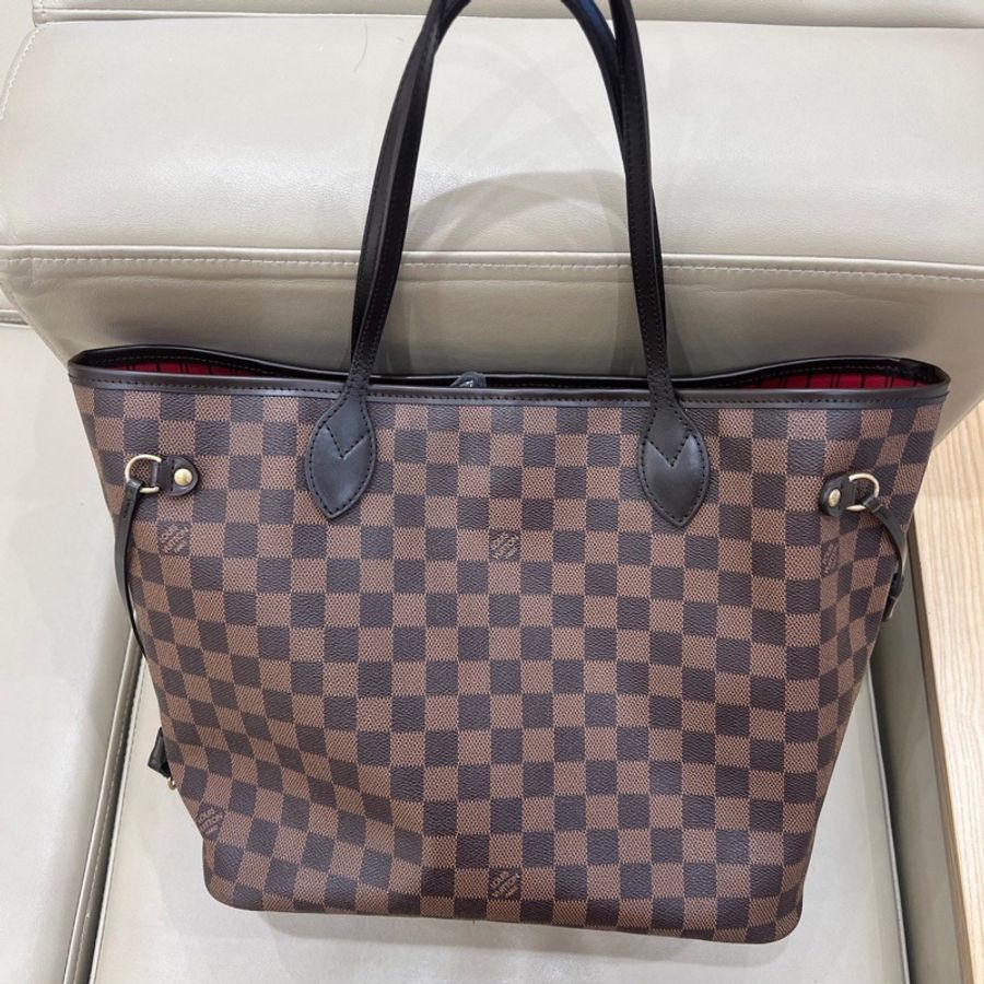 LV棕棋盤格neverfull中號購物袋 紅色內里 尺寸約31*28*14cm-7