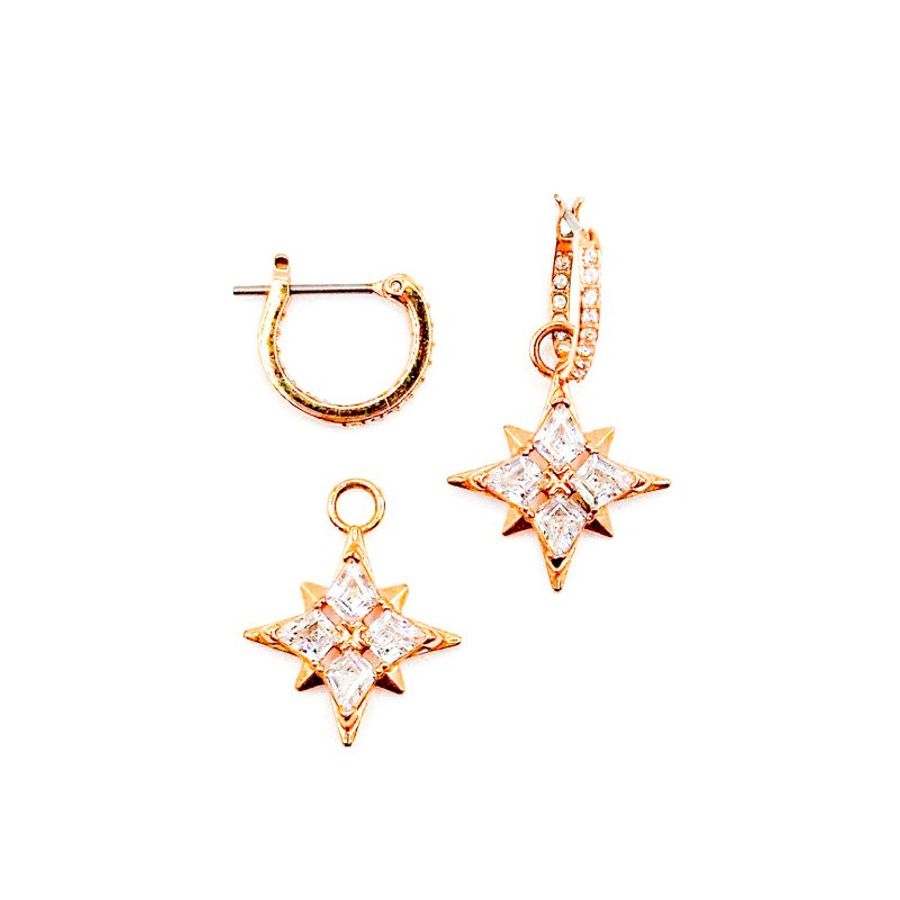 施華洛世奇Swarovski｜玫瑰金閃耀北極星耳環-1