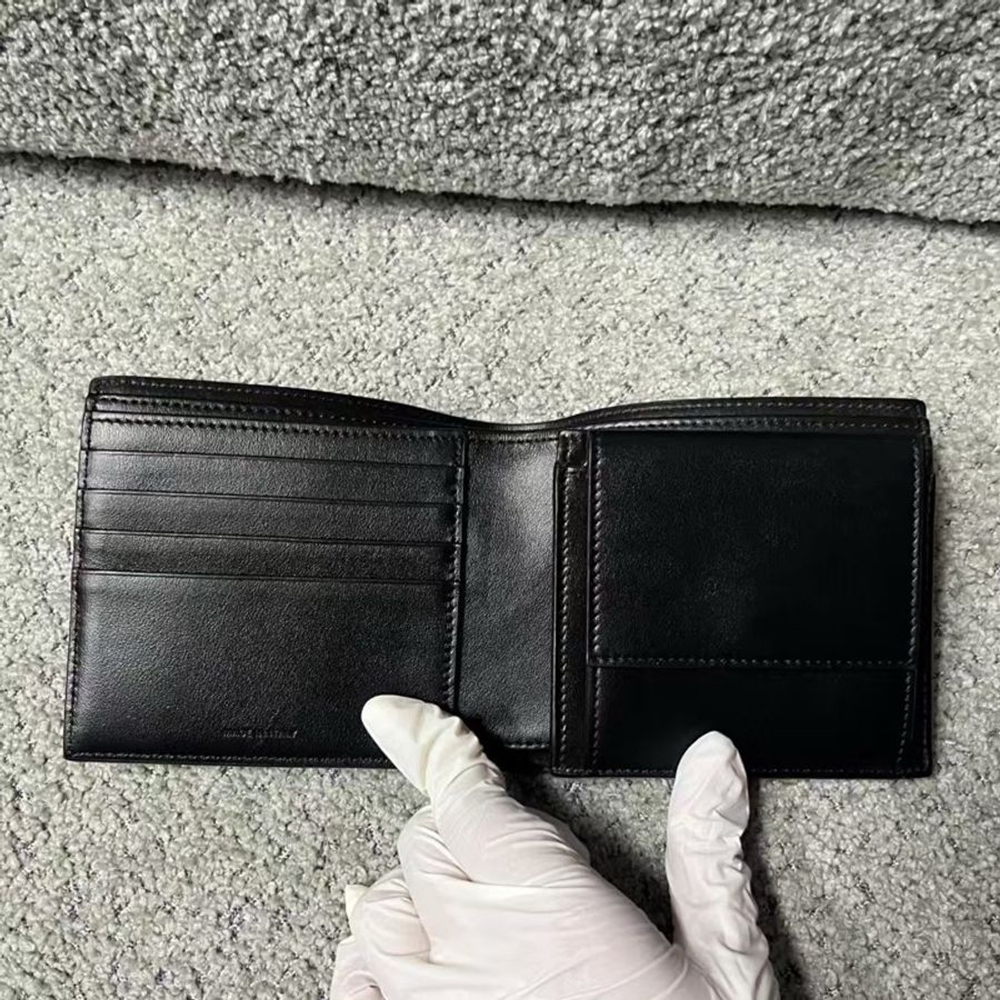 celine 棕色凱旋門印花雙折粒面皮革 錢包-2
