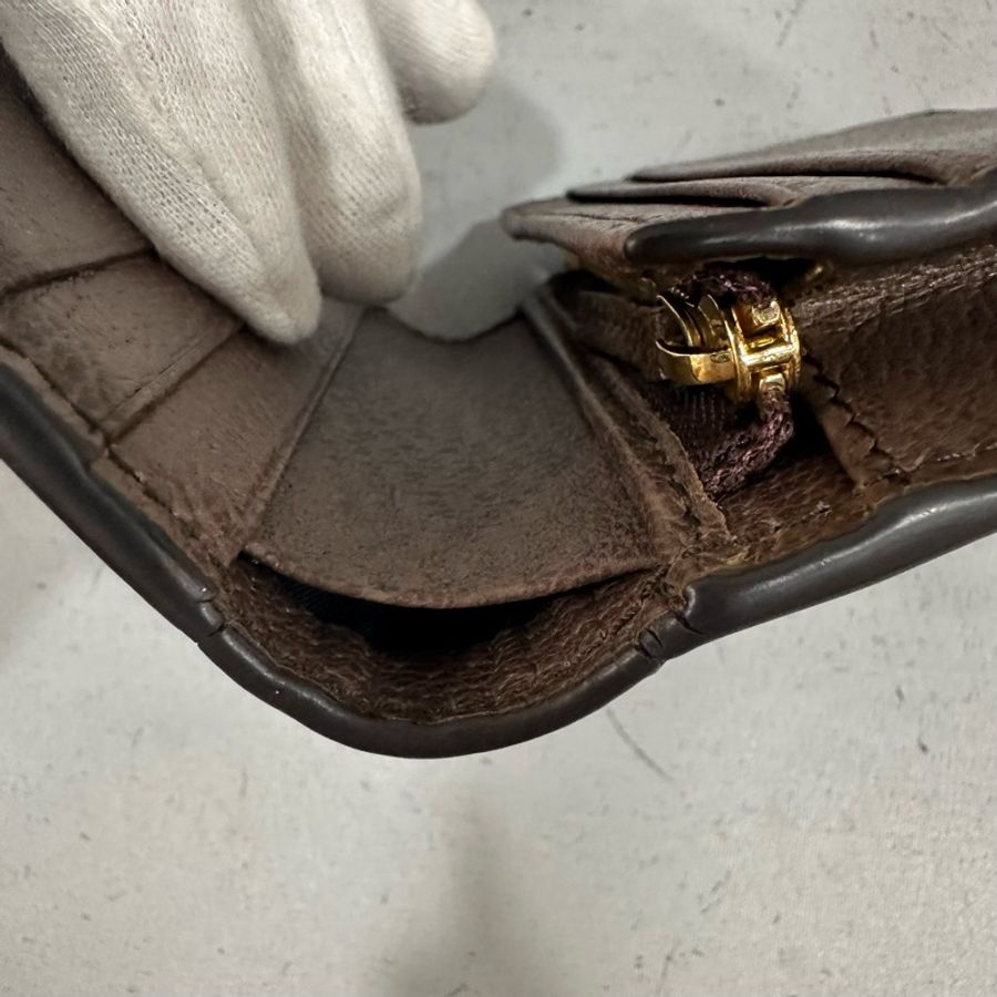 Gucci 523155 老花拼卡其皮 GG短夾-20