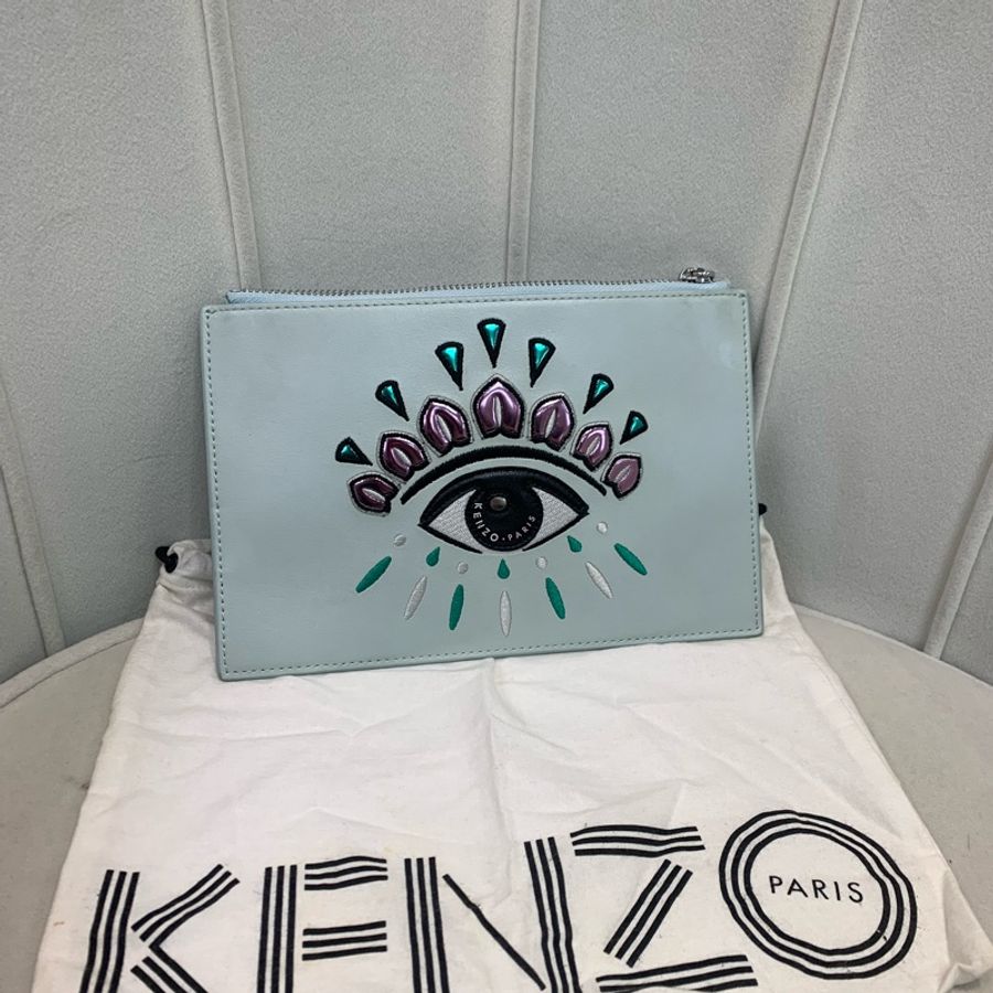 Kenzo 凱卓 粉藍色 眼睛手包XB463-10