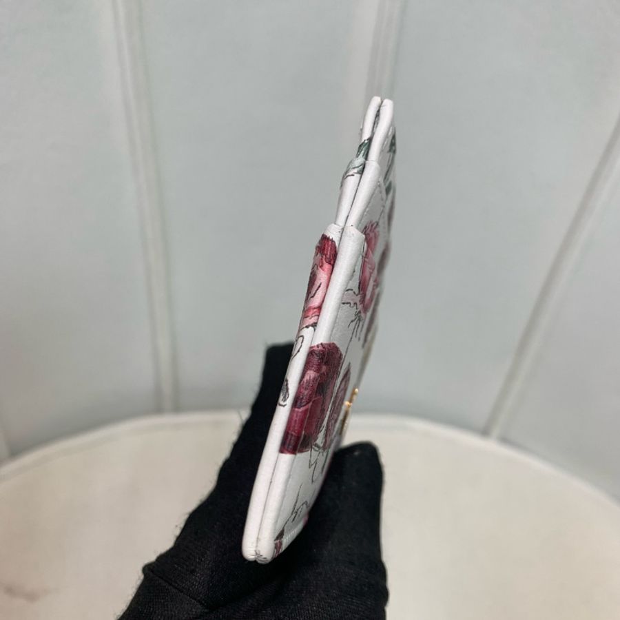 Dior 迪奧 彩色玫瑰花白底卡片包 卡夾 O480-2