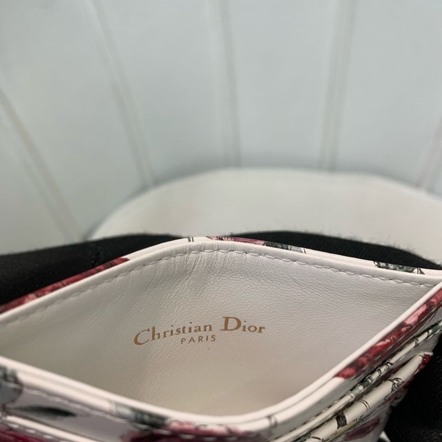 Dior 迪奧 彩色玫瑰花白底卡片包 卡夾 O480-9
