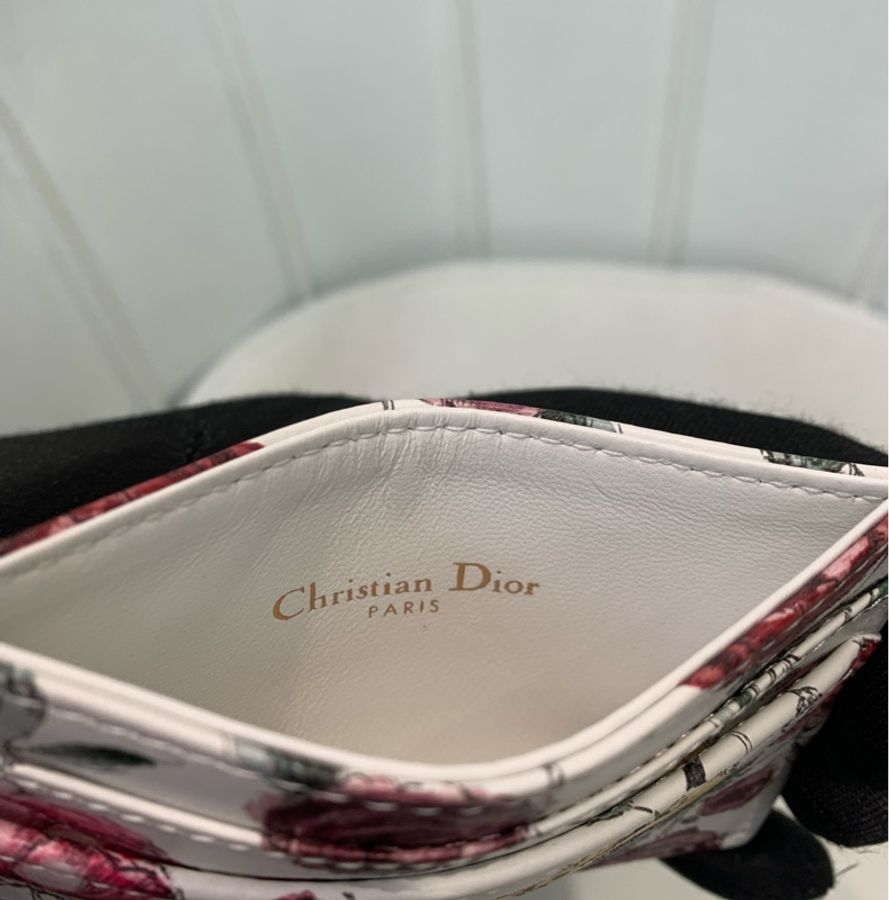 Dior 迪奧 彩色玫瑰花白底卡片包 卡夾 O480-17
