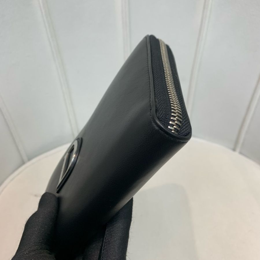 Dior 迪奧 黑色羊皮銀扣長夾X228-16