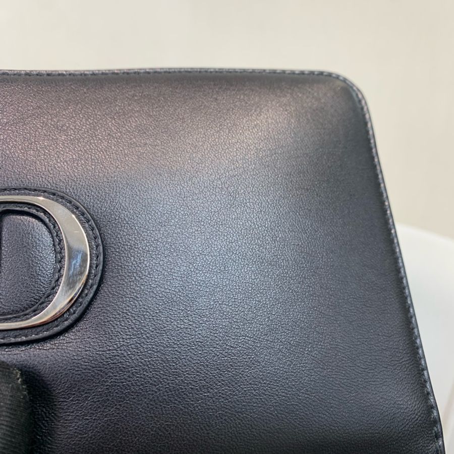 Dior 迪奧 黑色羊皮銀扣長夾X228-35