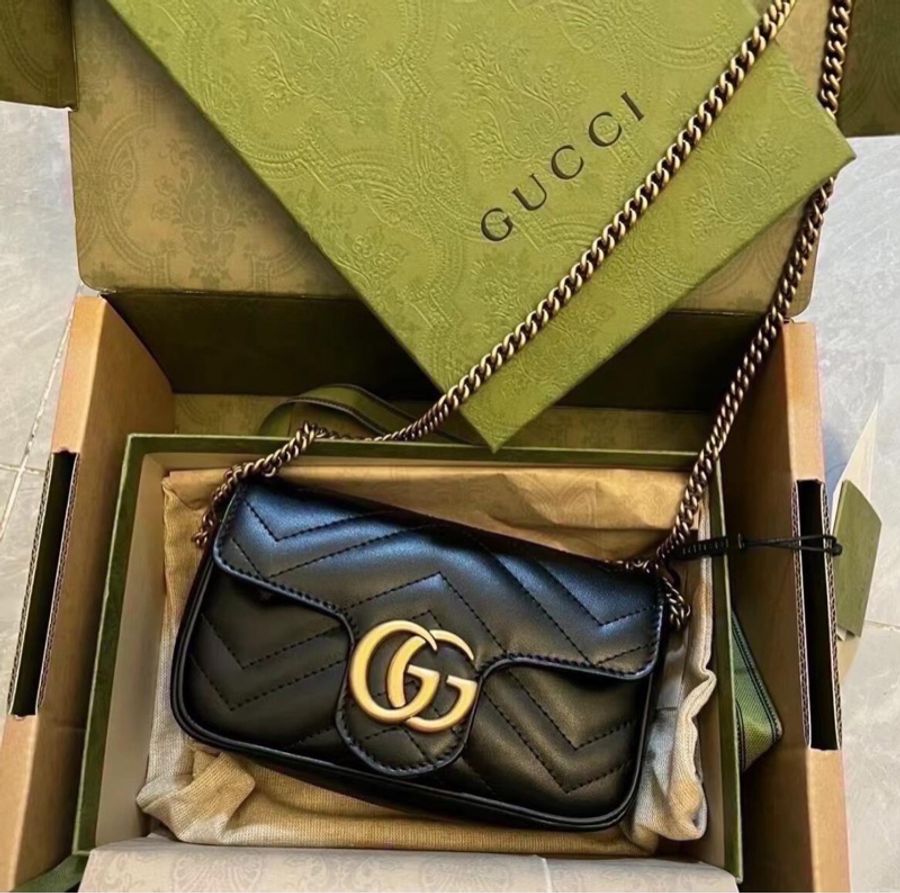 全新閒置 全配🈶️購證❤️ gucci #黑金 #馬蒙 #mini #marmont-0