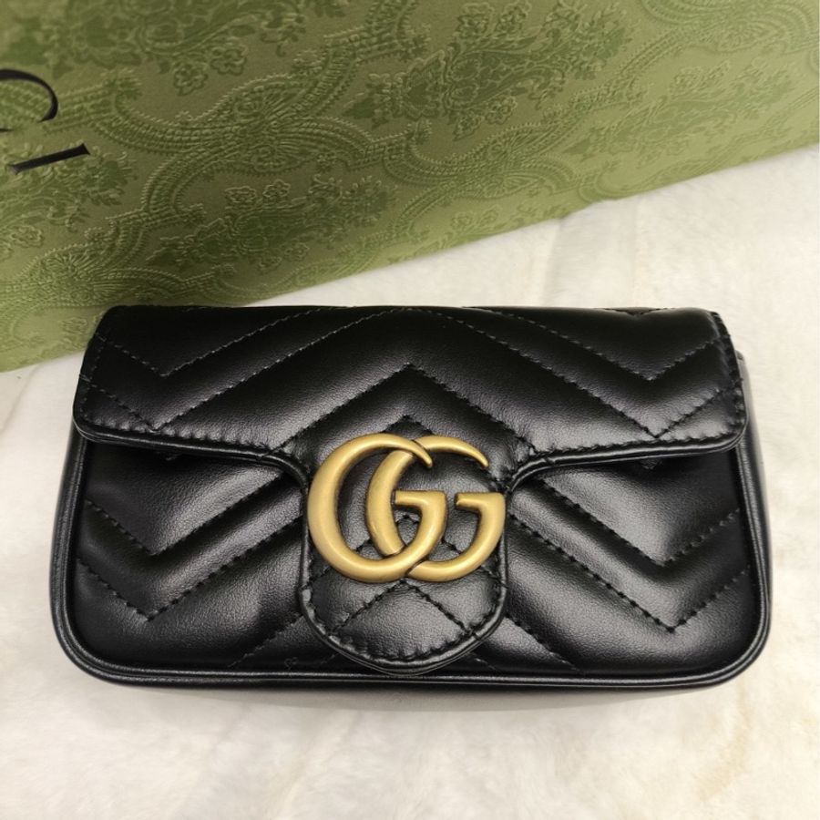 全新閒置 全配🈶️購證❤️ gucci #黑金 #馬蒙 #mini #marmont-6