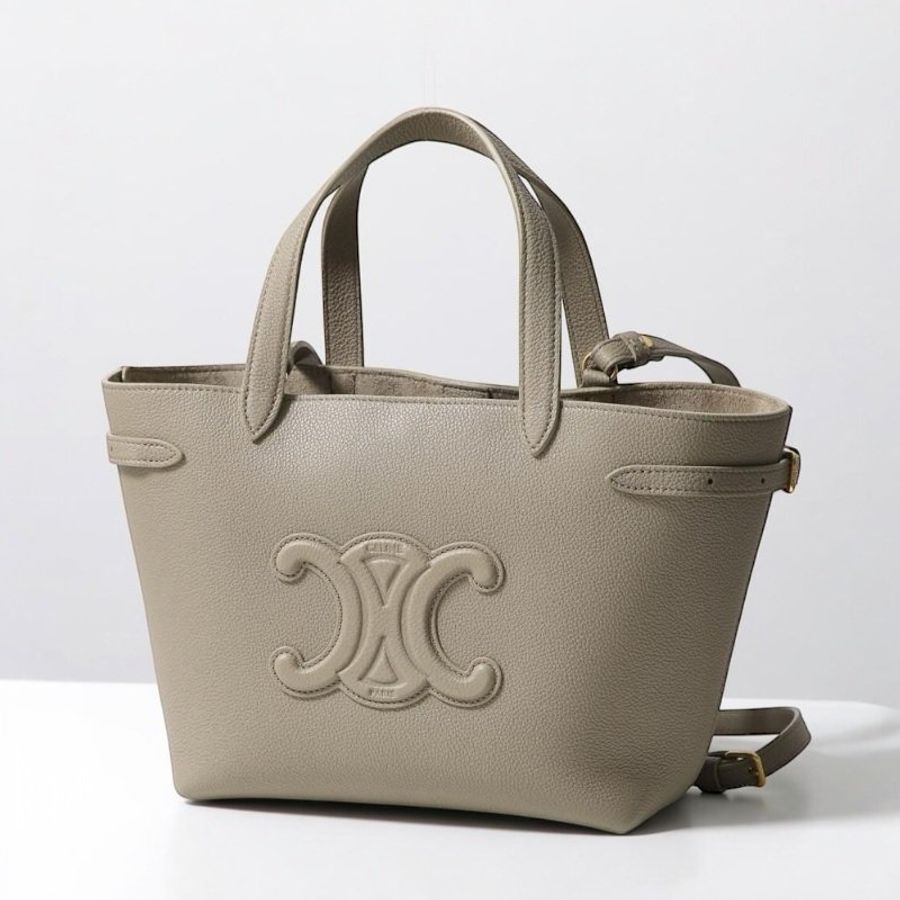 🎉新品好折扣✨Celine 121743 Mini Cabas Anais Cui 粒面皮革托特包 太妃糖灰色-2