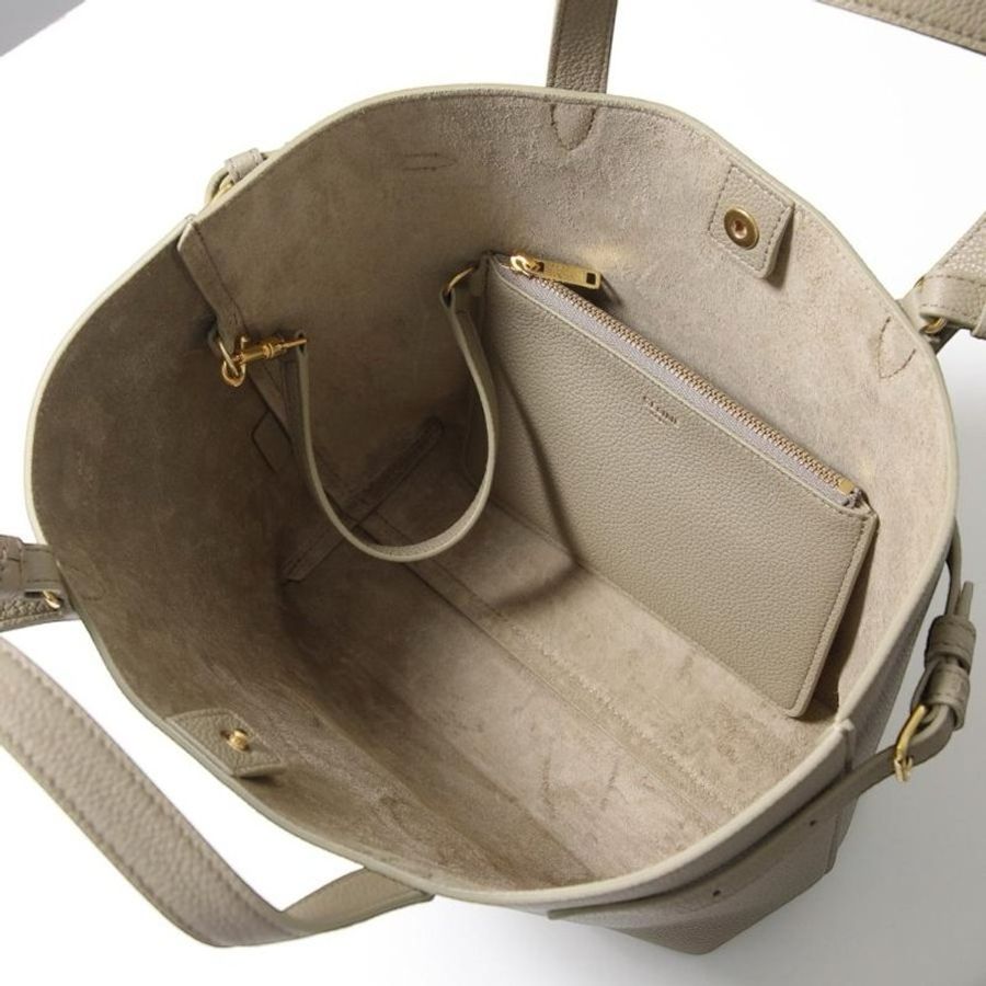 🎉新品好折扣✨Celine 121743 Mini Cabas Anais Cui 粒面皮革托特包 太妃糖灰色-7