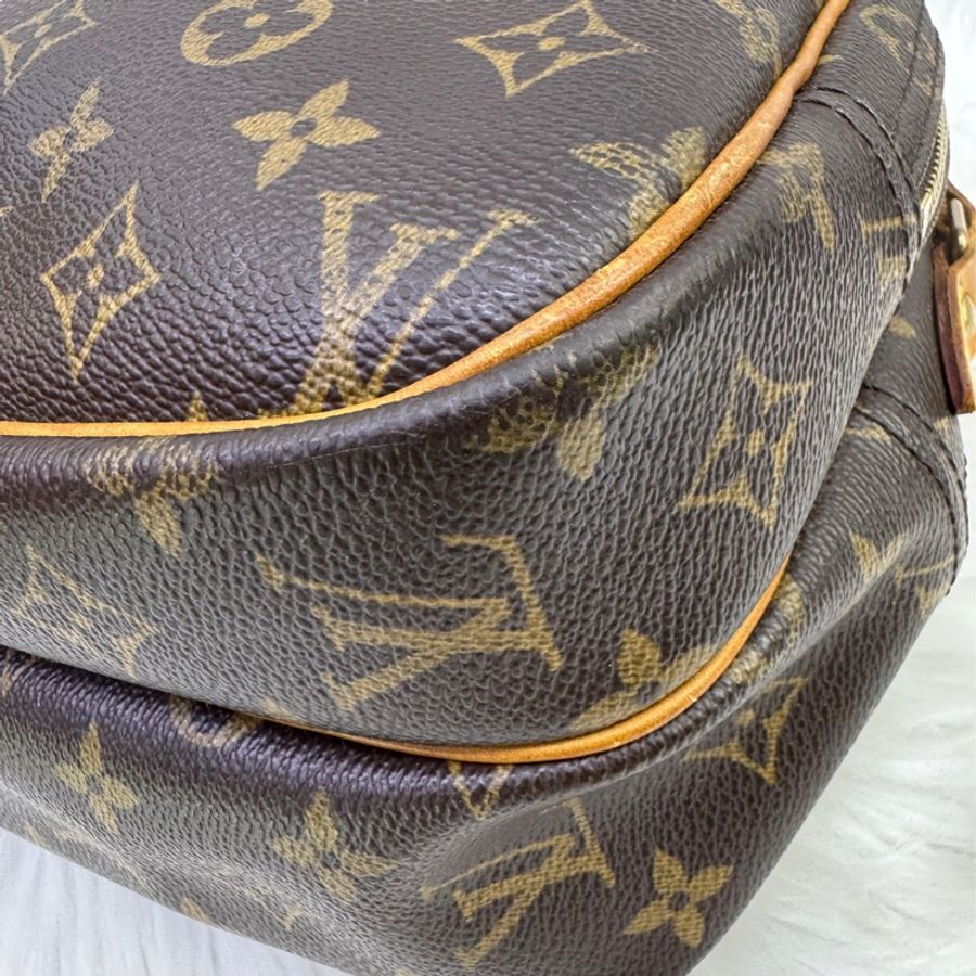LOUIS VUITTON Monogram Reporter PM金扣肩背袋棕色-4
