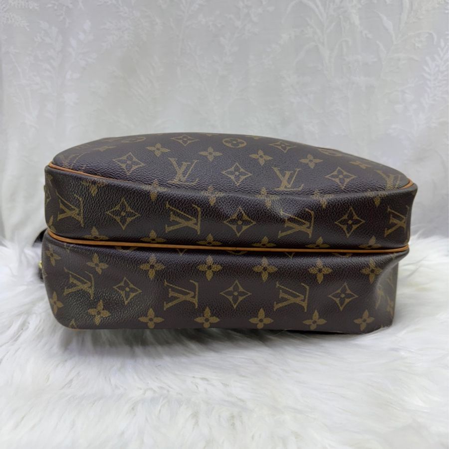 LOUIS VUITTON Monogram Reporter PM金扣肩背袋棕色-8