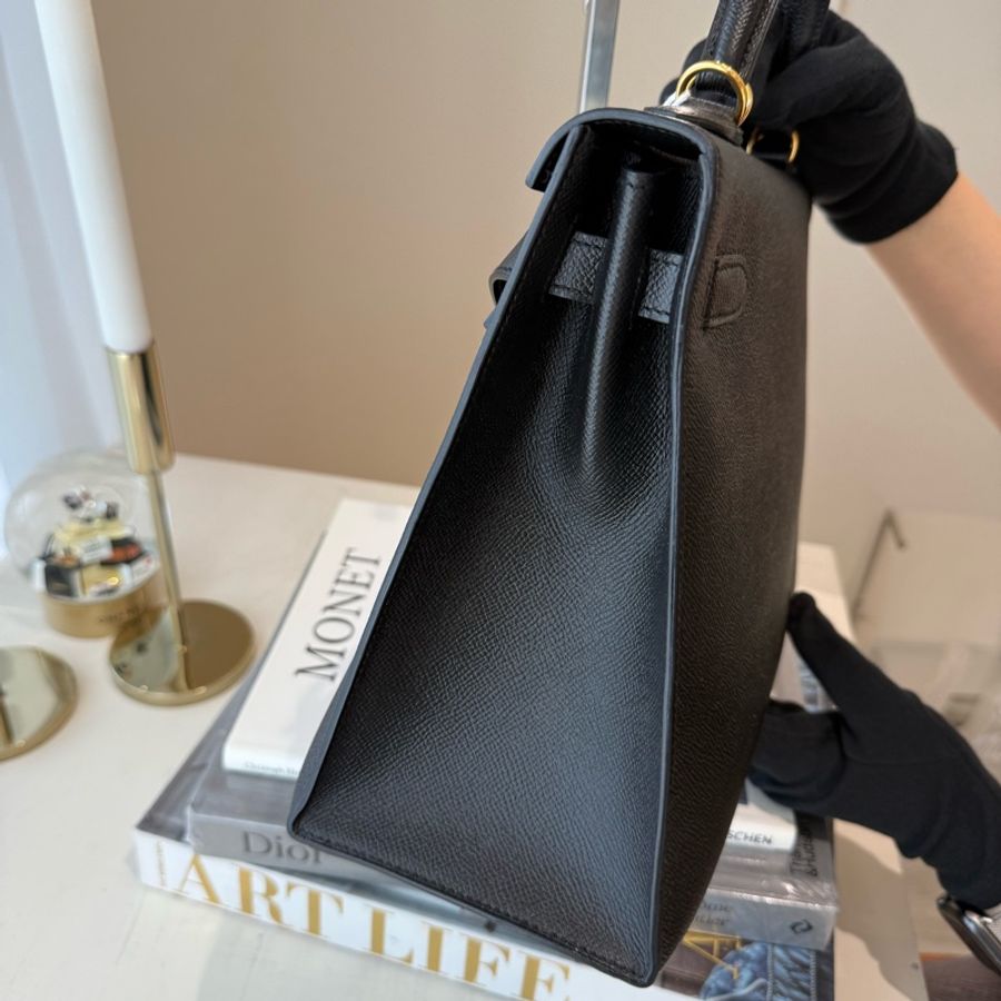 HERMES Kelly 32 黑金外縫 C刻 Epsom-2