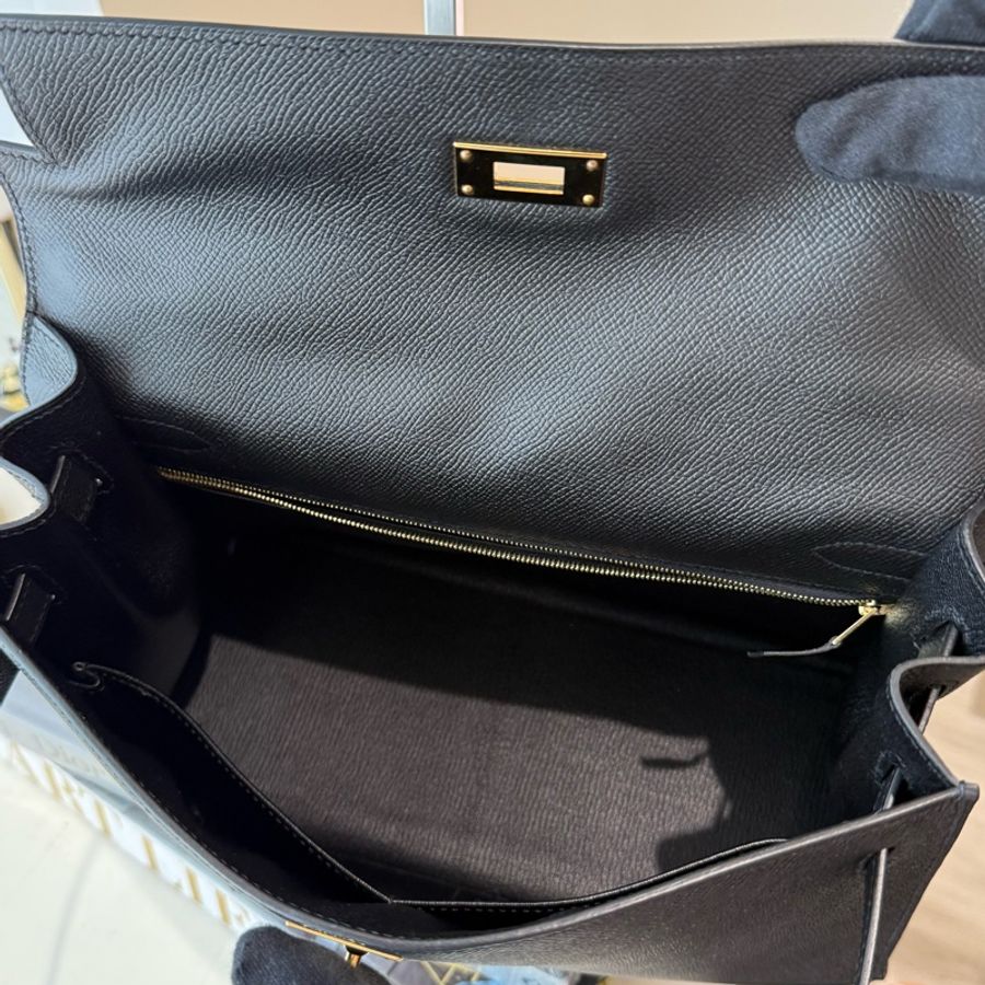 HERMES Kelly 32 黑金外縫 C刻 Epsom-5