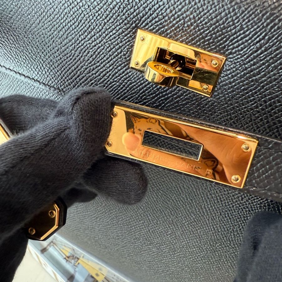 HERMES Kelly 32 黑金外縫 C刻 Epsom-7