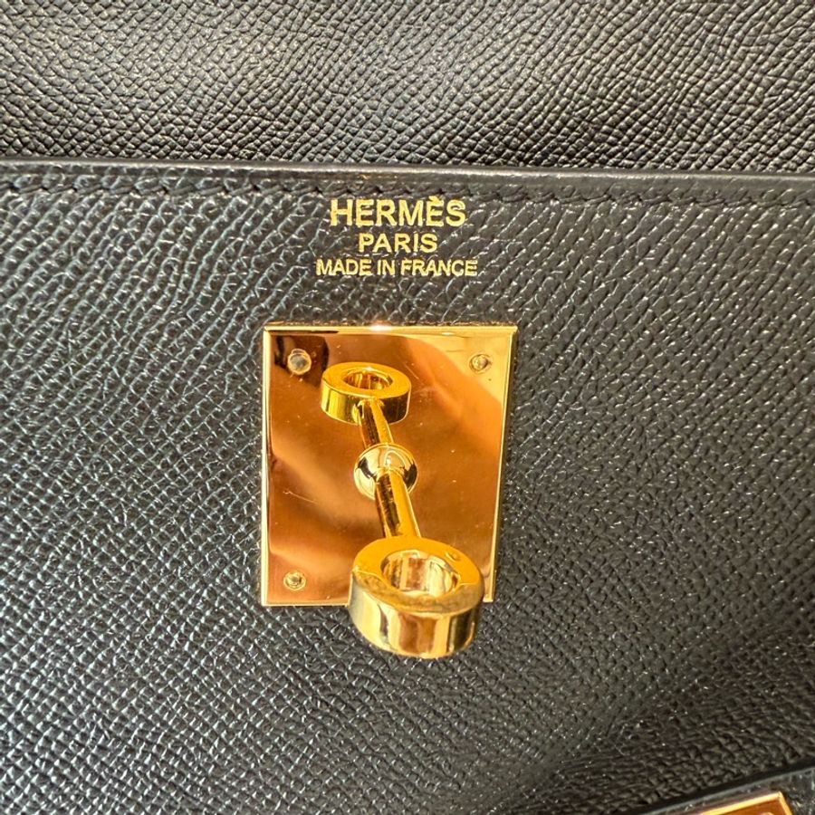 HERMES Kelly 32 黑金外縫 C刻 Epsom-8