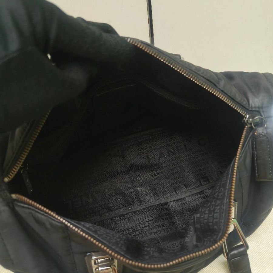 ㊣✨CHANEL✨(贈背帶)香奈兒 老香 小香 黑色 衍縫 尼龍 雷標 保齡球包 手提包/二手包/二手精品🌳二手樹屋🌳-37