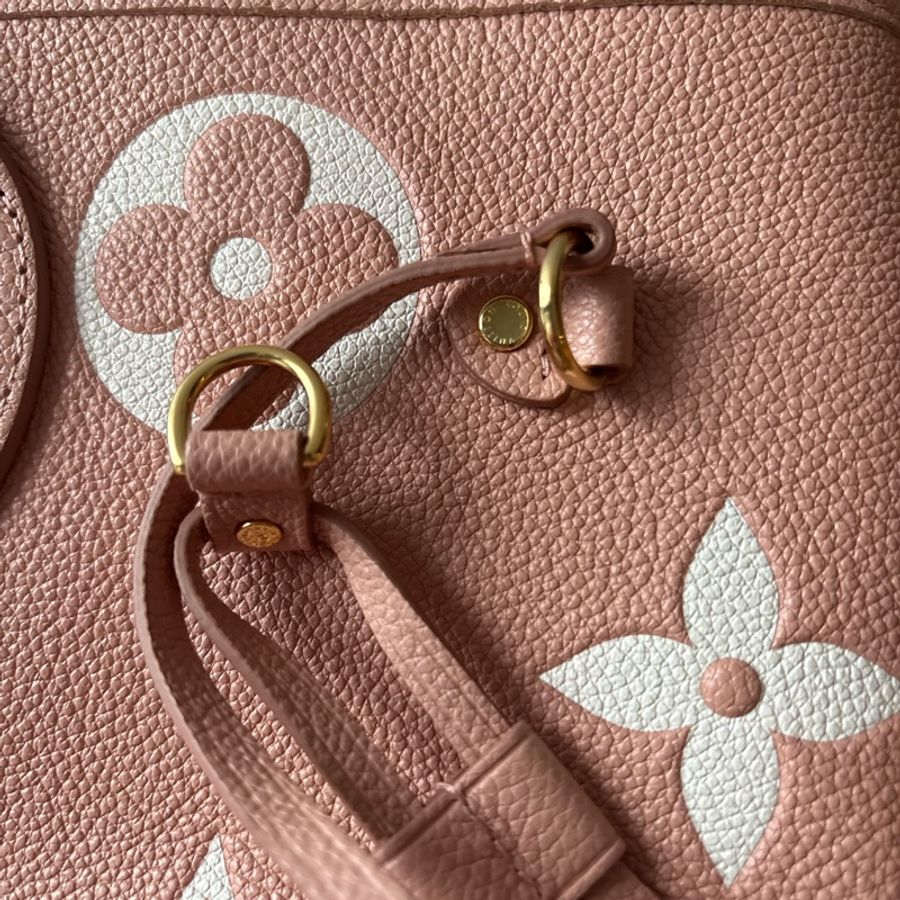 路易威登 LV Neverfull MM 托特袋,粉白色配拉鍊小袋,正品-9
