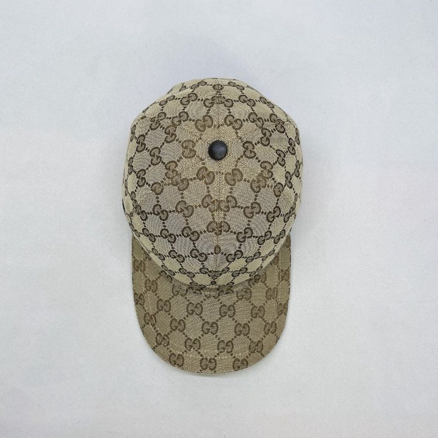 GUCCI GG帆布織帶老花棒球帽-3