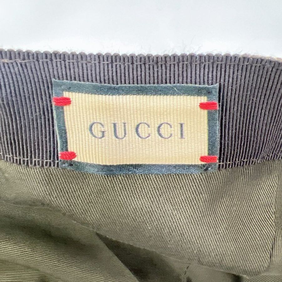 GUCCI GG帆布織帶老花棒球帽-5