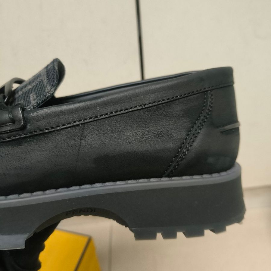 【8成新】㊣✨ FENDI✨**尺寸:8**(附盒子/防塵袋)芬迪 老花 皮革 帆布 厚底 增高 樂福鞋 懶人鞋 皮鞋/雙F/二手包/二手精品/保證正品-7