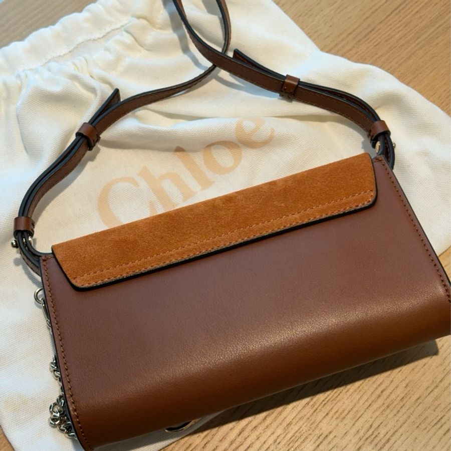 see by chloe 鏈條woc 橘色麂皮牛皮拼接 chloe’-17